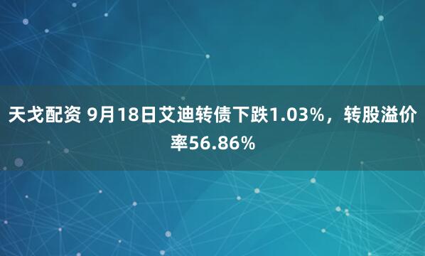 天戈配资 9月18日艾迪转债下跌1.03%，转股溢价率56.86%